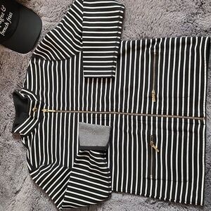 Lauren Ralph Lauren Reversible Petite Striped Black White  Preppy Jacket Size PS
